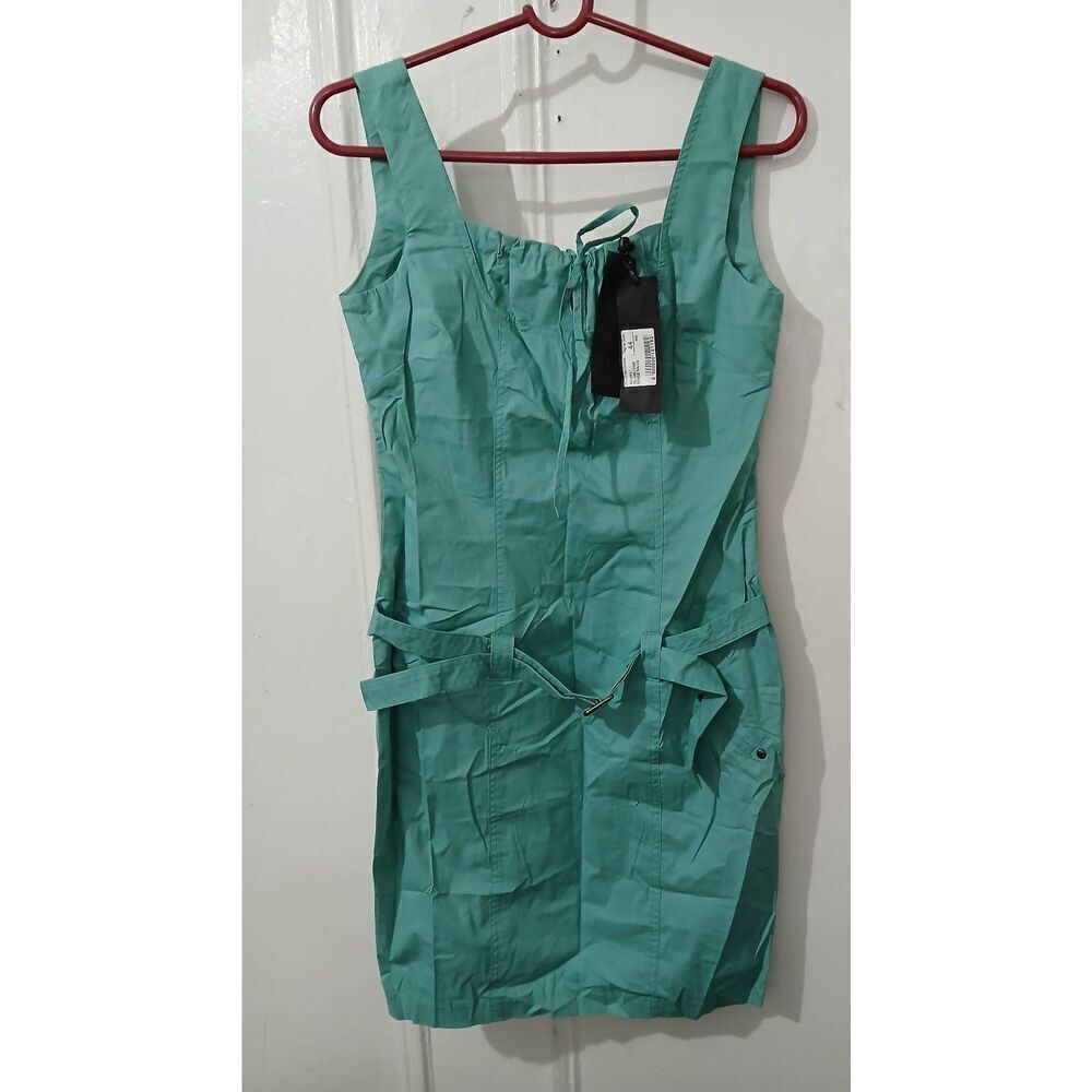 Maeva womens small ITALIAN TURQUOISE blue green square neck casual dress